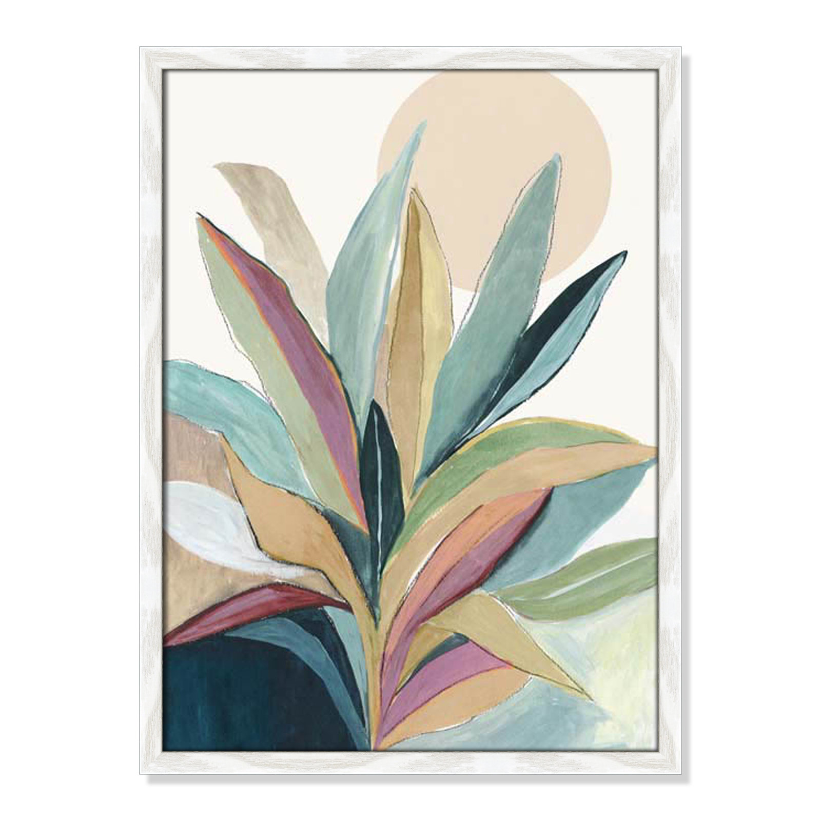 Sunny Bright Leaves I by Asia Jensen, 23" H x 17" W x 0.75" D, White Slim Unmatted Picture Framed