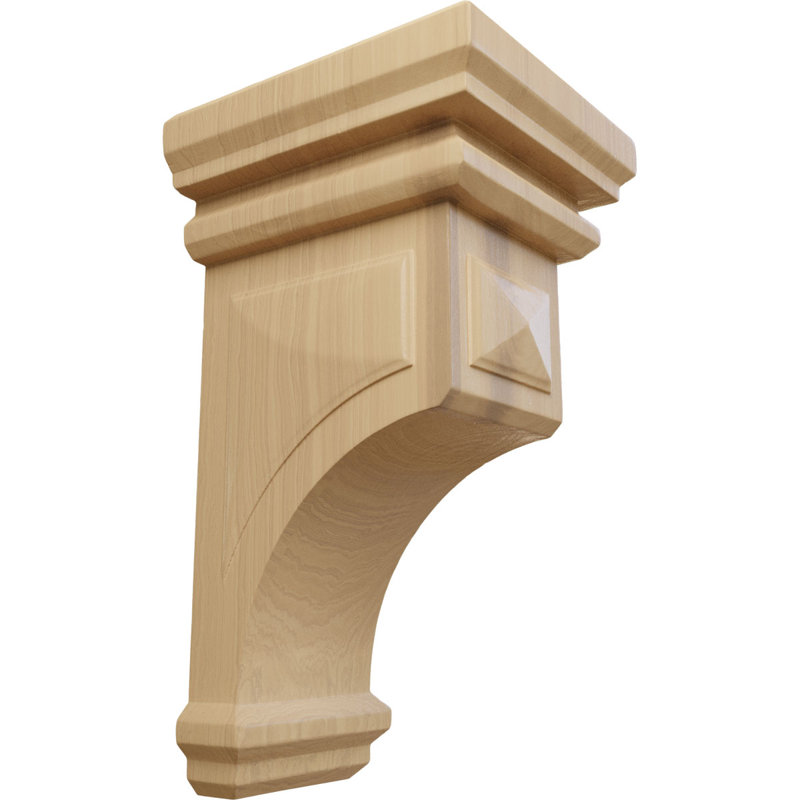 Small Unfinished Cherry Woodruff Wood Corbel, 4" x 4.75" x 8"