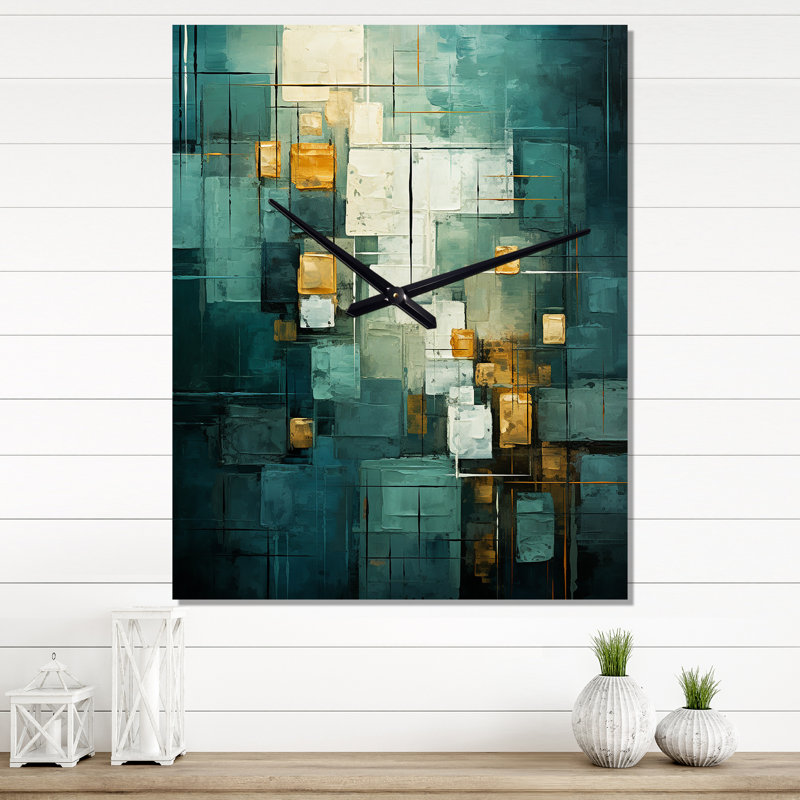 California Sunshine Retro Abstract I - horloge murale moderne avec peinture abstraite, Petit