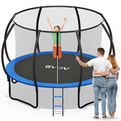 10 Ft Kids Recreational Trampoline W/ Safety Enclosure – Indoor & Outdoor Use