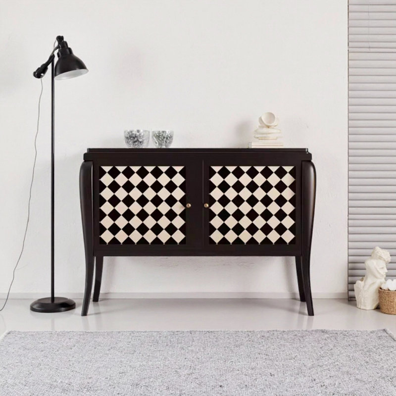 Modern Black Solid Wood Sideboard