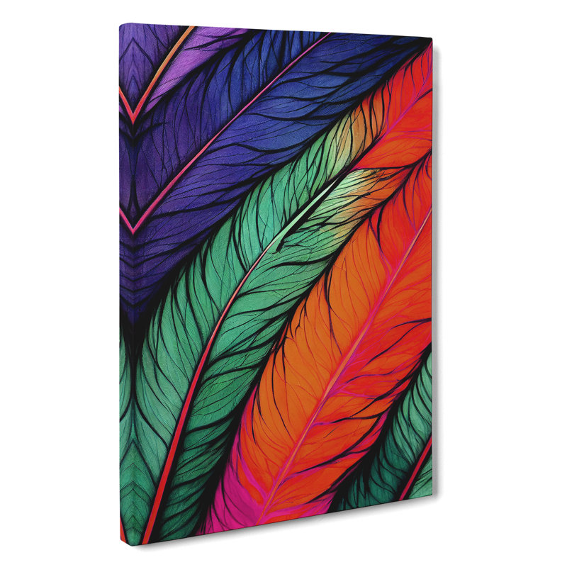 Feathers In Colour No.5 - Wrapped Canvas Print, 50cm H x 35cm W x 3cm D