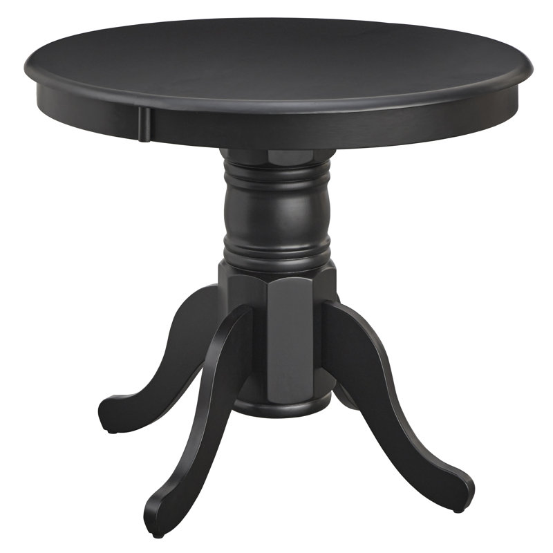 Broguien Round Solid Wood Dining Table, Black, Black