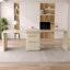 Bureau rotatif en L 90 po avec 3 tiroirs - finition noyer-1386653319