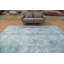 Tapis bleu à aspect délavé abstrait 9 x 11