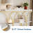 Modern 3-Tier Narrow Console Table for Entryway, Living Room, or Hallway – Storage Shelves, Geometric Metal Legs, Faux Marble Top – Gold Tube & Marble White