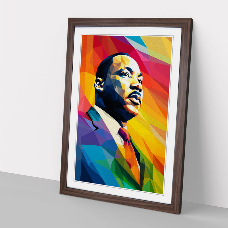 XYZ-FRM-V1223-4487 Martin Luther King Jr. Op 1 Piece Single Picture Frame Wall Art, 34cm H x 25cm W x 2cm D, Walnut
