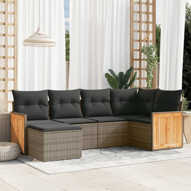 Ensemble de canapé de jardin en rotin PE, acier thermolaqué Vidaxl
