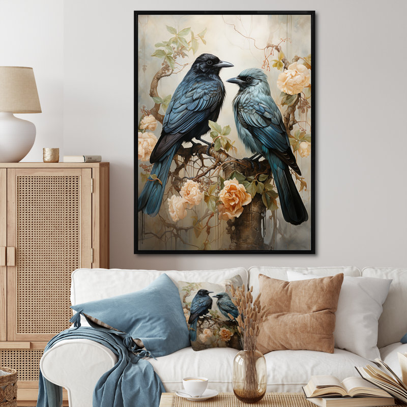 Kelvon Crow Serenity And Force II sur toile, H 44 po x l 34 po, Cadre flottant noir