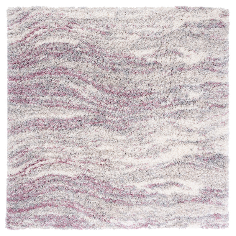 Tapis rose à motif abstrait Agassiz, Carré 6 pi 7 po