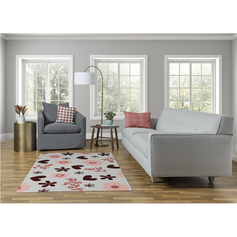 Tapis en chenille Flowery Love Valentines, Rectangle 4 pi x 6 pi