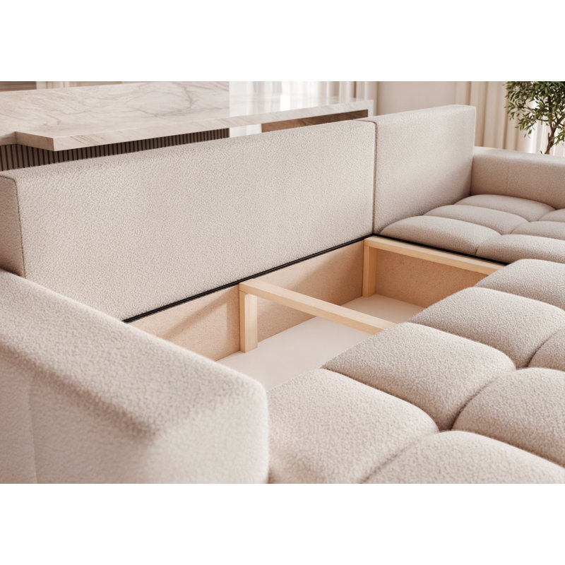 3 Seater Sofa Bed, Beige, Right Hand Facing