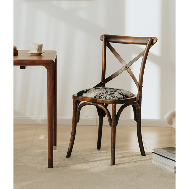 Vintage Solid Wood Beech Cross Back Chair