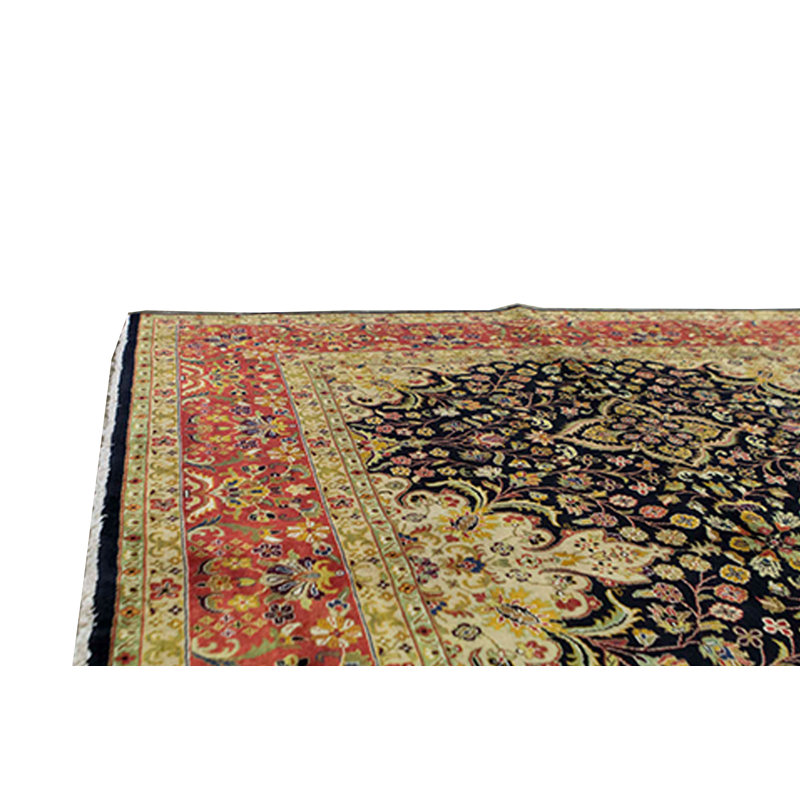 Floral Area Rug in Black/Rust