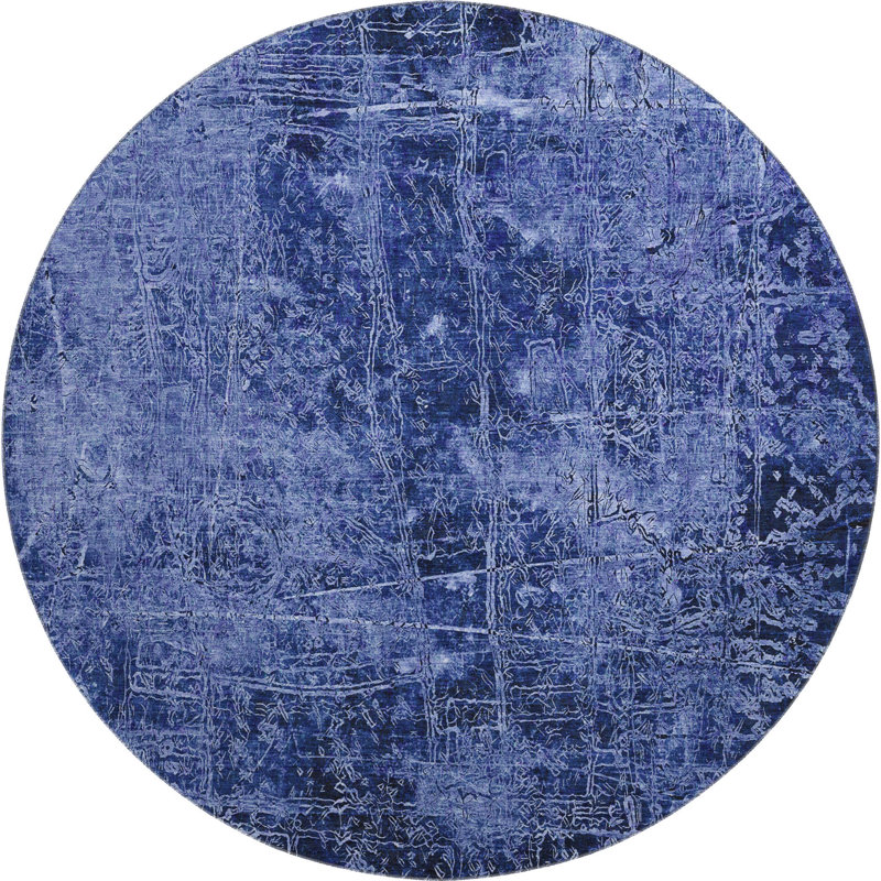 Premium Machine Washable Cerrito AMF559 Navy Rug, Round 8'