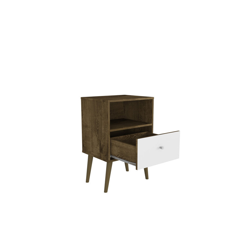 Table de chevet 18 po Liberty en brun rustique et blanc (table de chevet seulement), Brun / Blanc