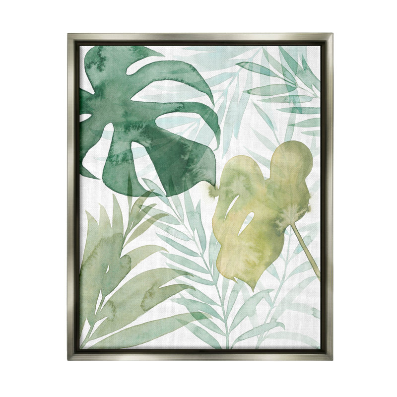 «Layered Tropical Botanical Leaves», art mural sur toile flottante par Grace Popp, H 21 po x l 17 po x P 1,7 po