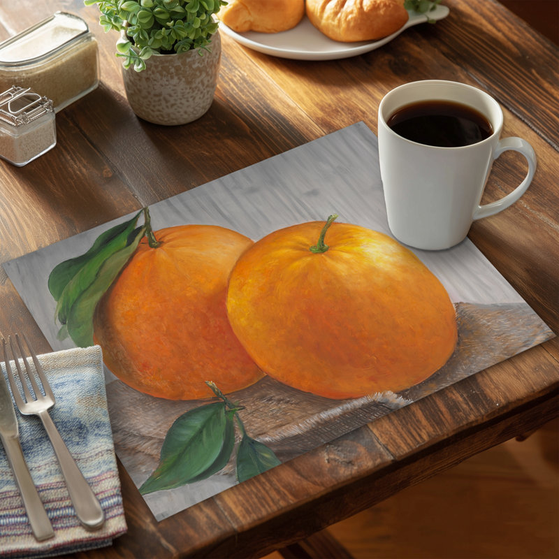 Two Oranges Polyester Placemat | Hyperrealist Food Decor