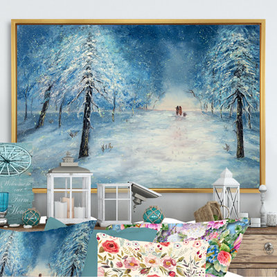 " Romantic Couple Walking In Winter Forest "