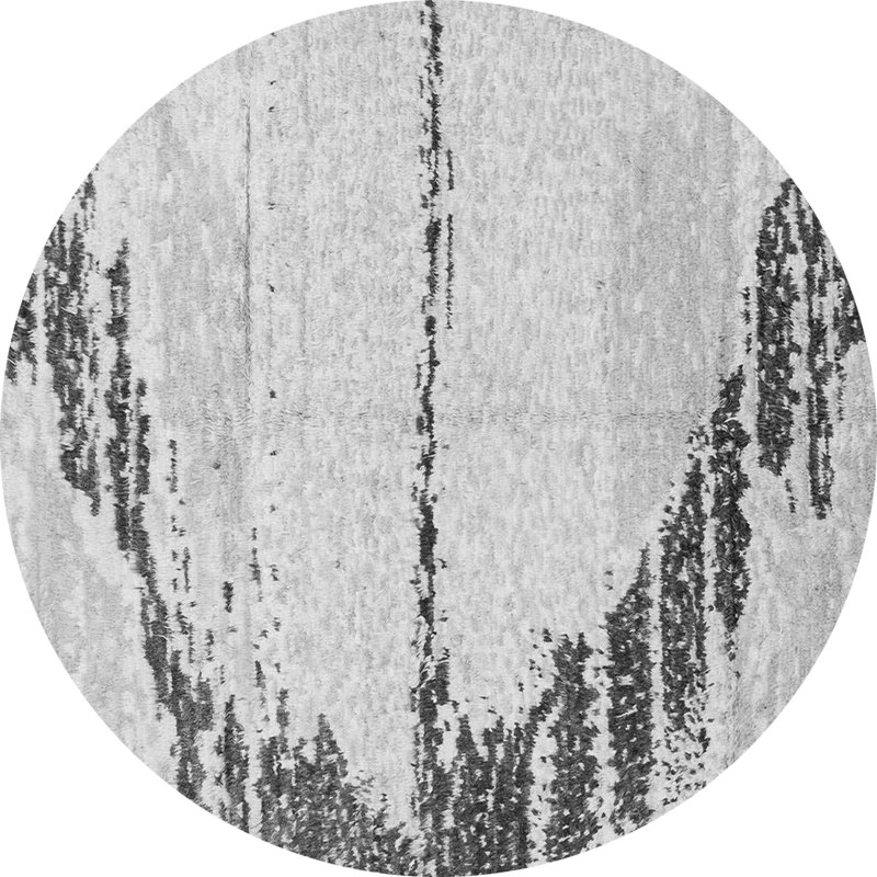 Tapis abstrait gris fait à la machine, Rond 6 pi