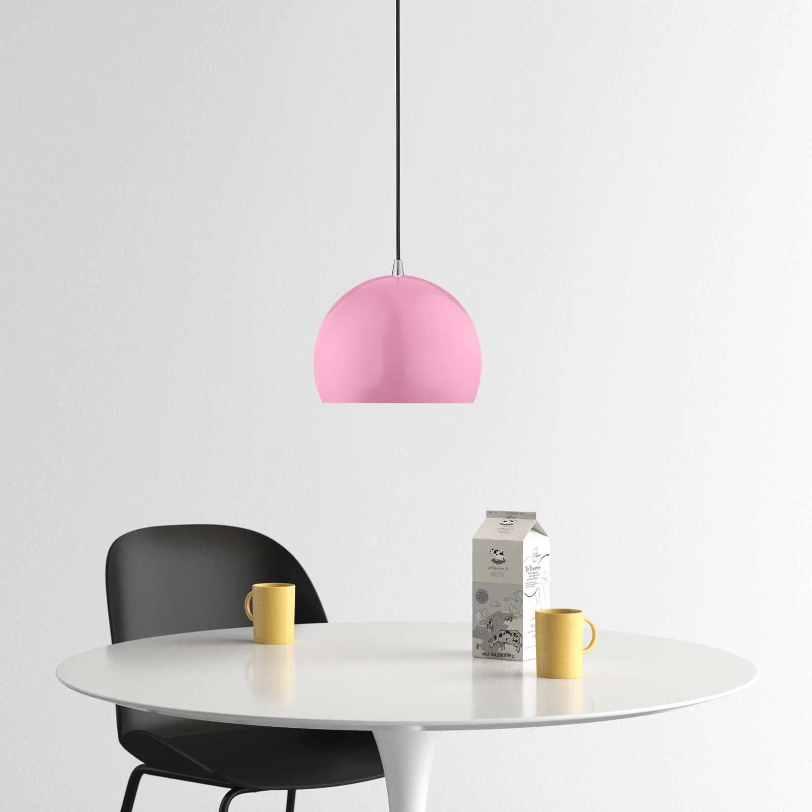 Schultz Dimmable Globe Single Light Pendant, Shiny Pink