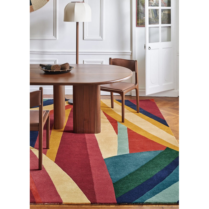 Ipanema Hand Tufted Wool Abstract Area Rug in Green/Red/Yellow, Rectangle 8'2" x 11'6"