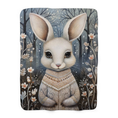 Fare Art Hare - couverture en sherpa de qualité supérieure 1 pièce - impression d'art luxueux