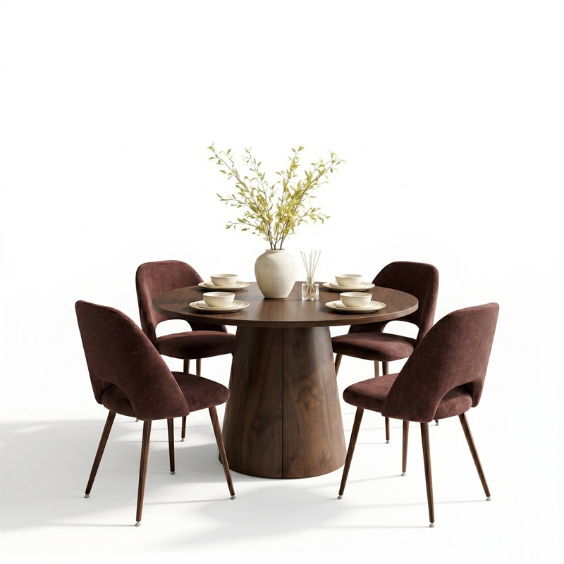 Ensemble de table de salle à manger extensible de 47 à 83 po avec chaises rembourrées, 5 Pieces : Table, 4 Chairs, Wine