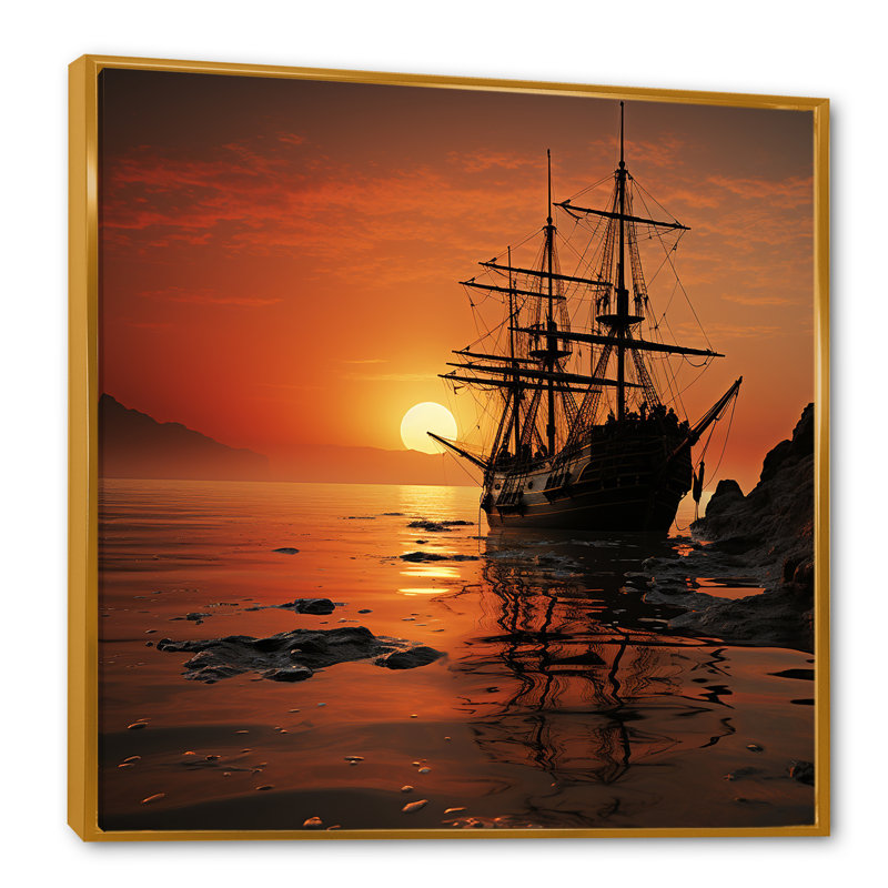 Raiders of the Horizon sur toile, H 24 po x l 24 po x P 1 po, Cadre flottant doré