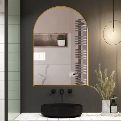 24x36 Inch Recessed Bathroom Medicine Cabinet, Matte Gold Metal Frame With Mirror And Adjustable Shelves Framed Cabinet Mirror, Container