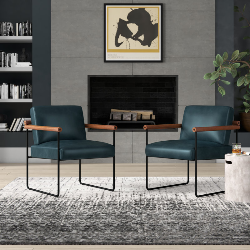 Avelina Modern Faux Leather Ergonomic Armchair with Metal Base, Turquoise Faux Leather