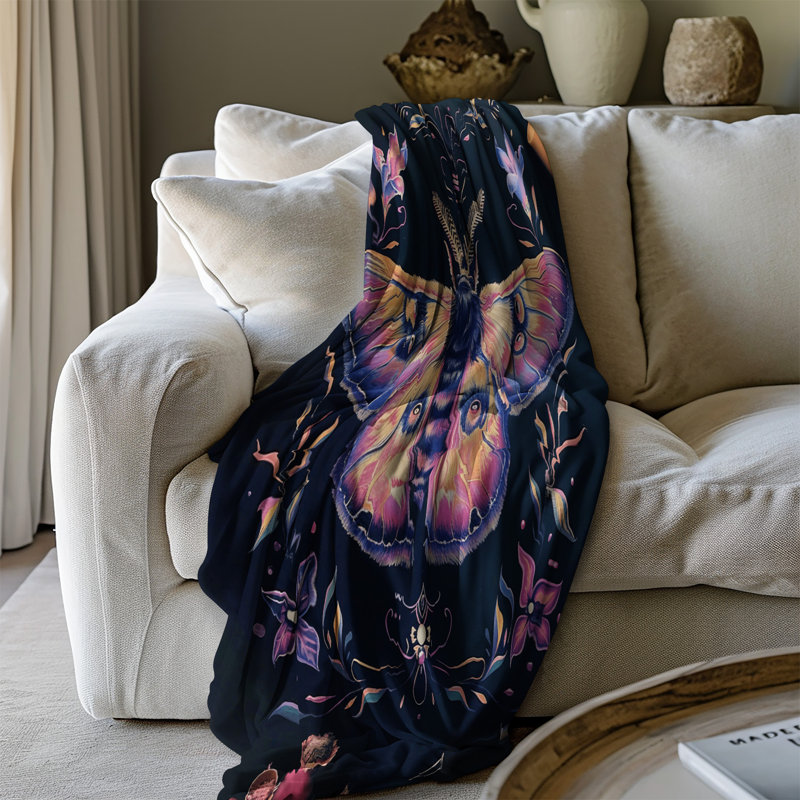 Boherian Twilight Moth Elegance - couverture en sherpa de qualité supérieure 1 pièce - reproduction d'art luxueuse, Grand lit