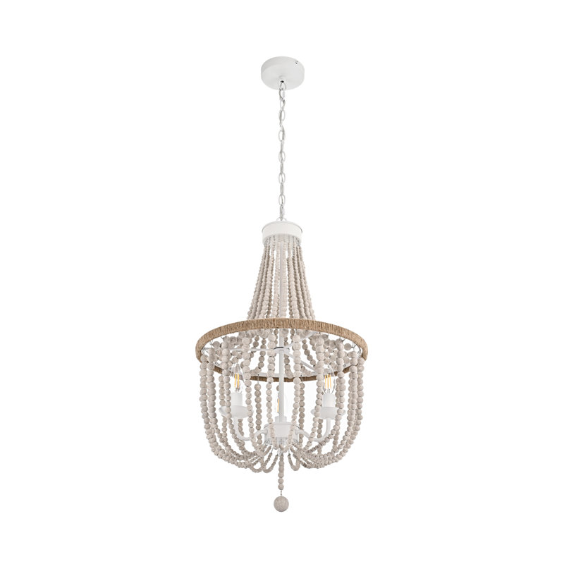 Luminaire suspendu perlé Hudson , Blanc antique