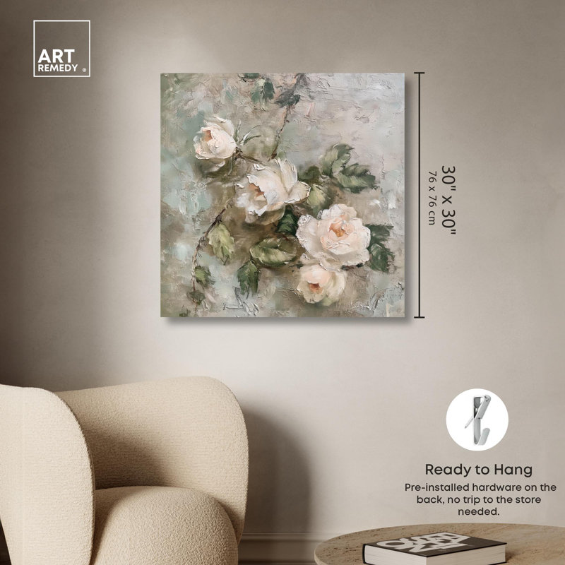 «Serenity on Worn Surface Canvas Farmhouse» par Art Remedy, Toile tendue, H 30 po x l 30 po x P 1,5 po