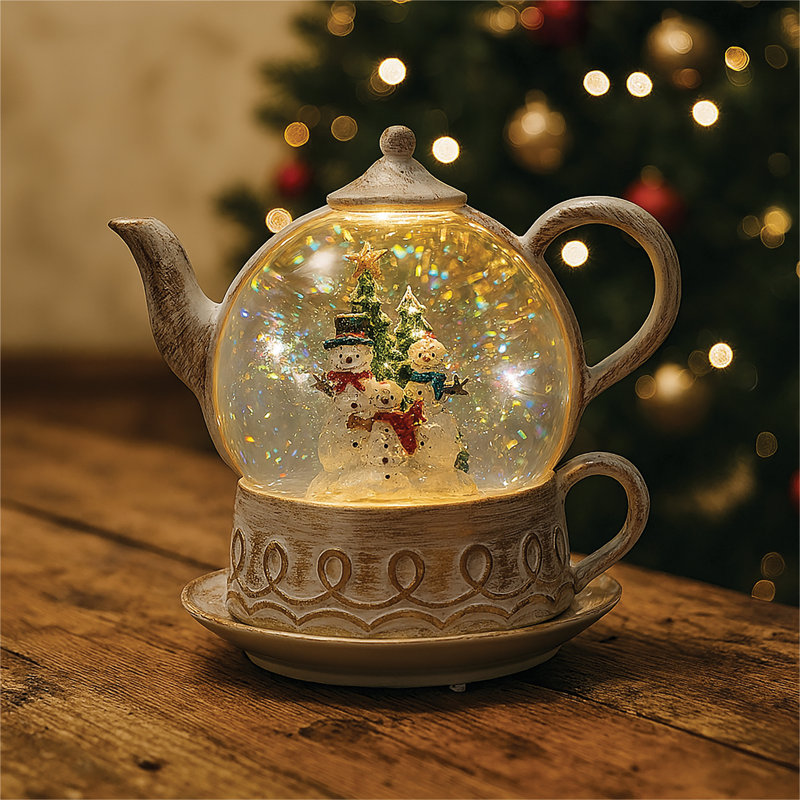 Snow Glitter Led Swirl Teapot