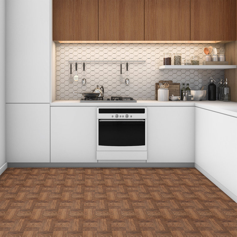 Walnut Parquet Portfolio Peel & Stick 12" x 12" x 2mm Vinyl Tile