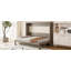 Grand lit escamotable mural avec rangement, armoire-lit pliable avec coiffeuse, miroir central et 2 tiroirs de rangement latéraux-1960758436
