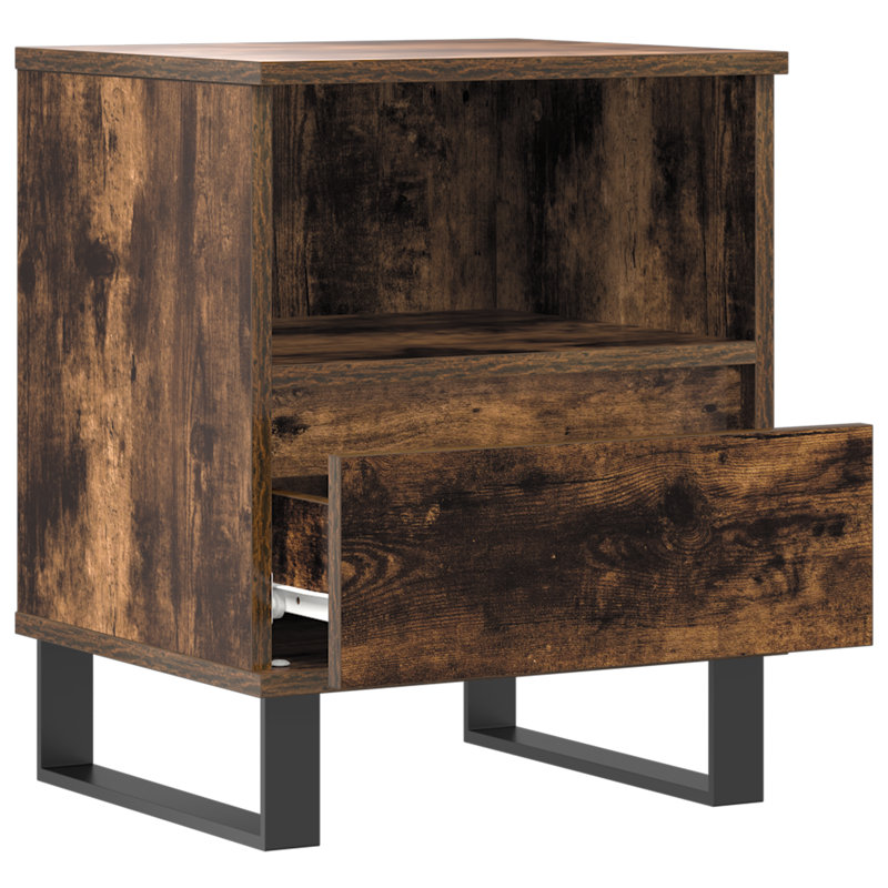 Molla 40 cm W Bedside Table, Smoked Oak, Set Of 2