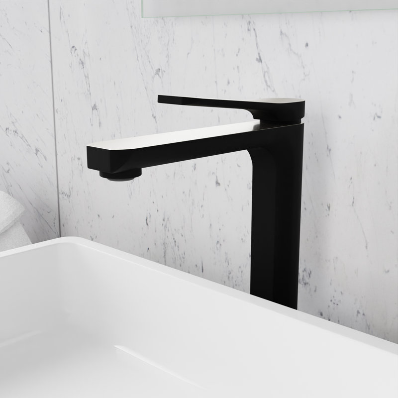 Robinet de salle de bains monotrou avec ensemble de drainage, Noir mat / nickel brossé