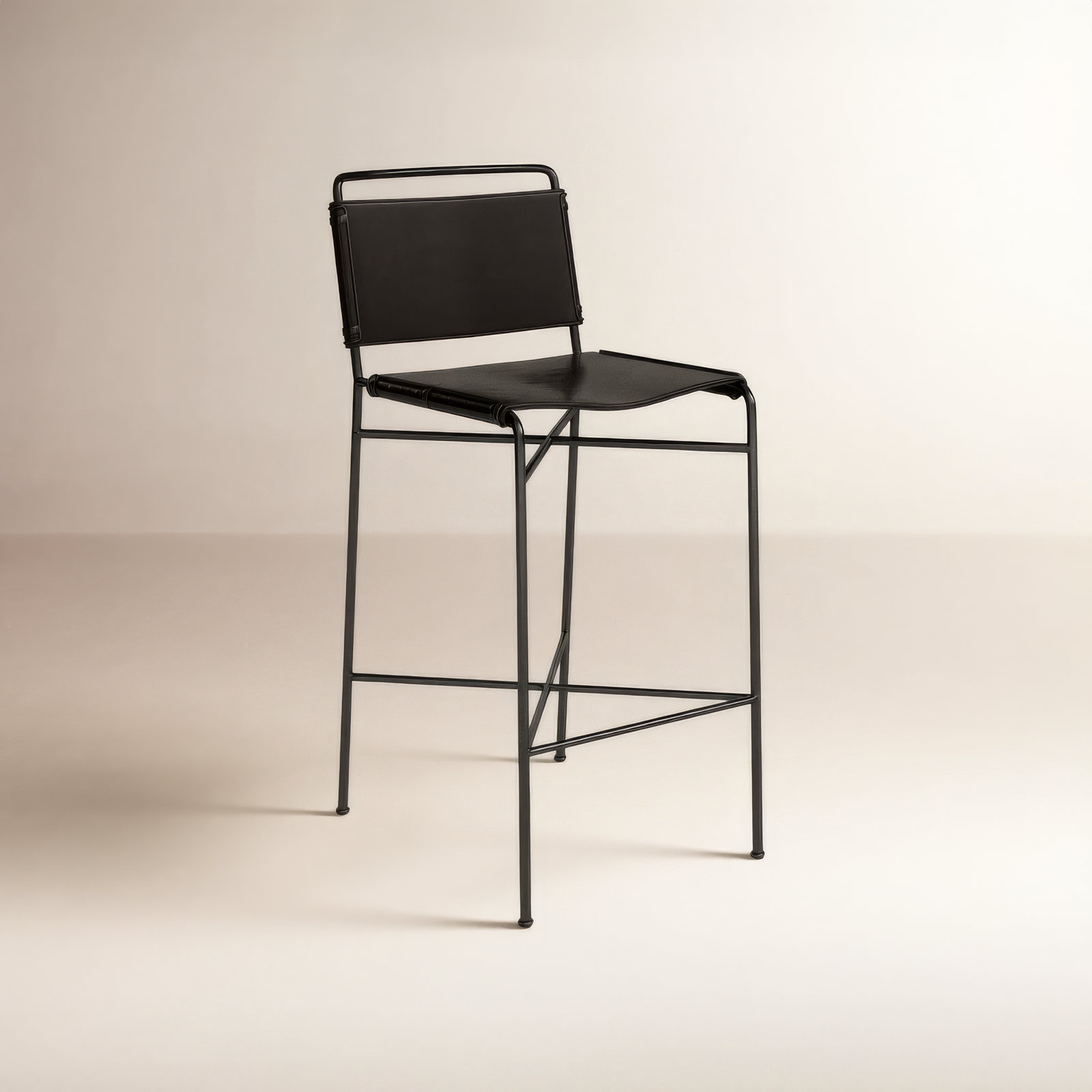 Kenza " Bar Stool, Black, Vegan Leather-Black, Bar Stool (30” Seat Height)