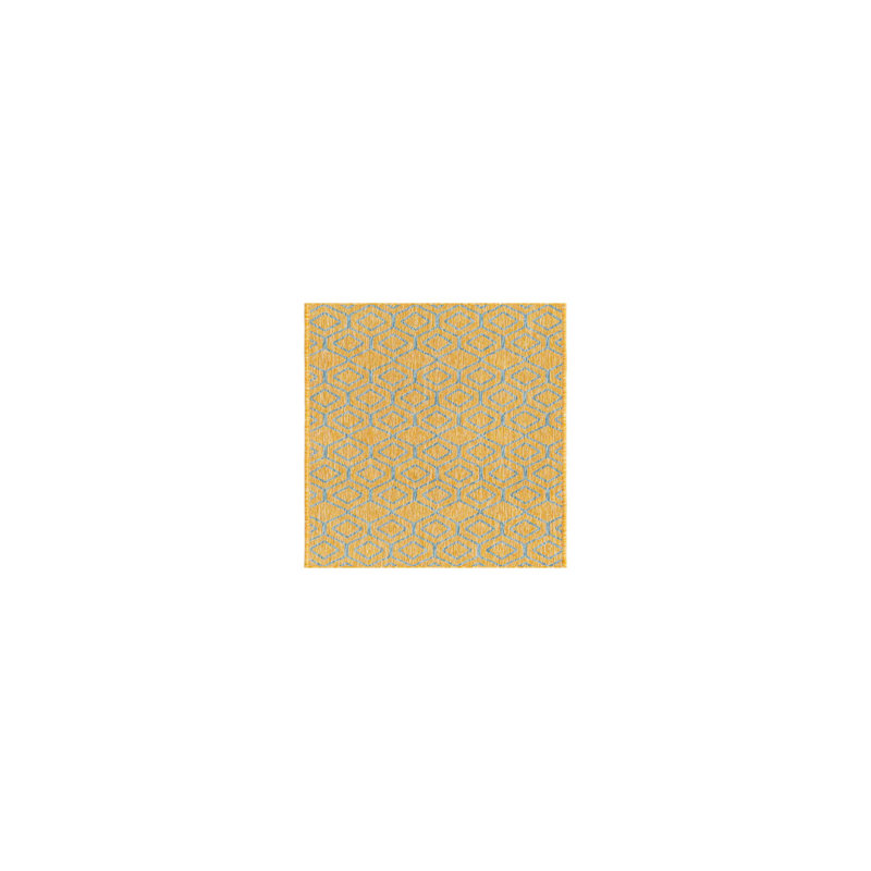 Tapis intérieur / extérieur Turks and Caicos, Bleu/jaune, Tapis de couloir 2 pi x 6 pi 1 po