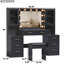 58.2" Large Vanity Desk Table With Mirror & Lights, Power Outlet And 8 Drawers 2 Cabinets-873585437
