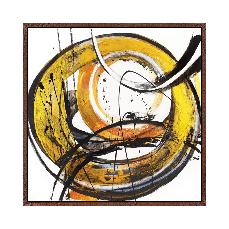 Moon Dance X by Jude Remedios - Painting on Canvas, 93.98cm H x 93.98cm W x 3.81cm D, Classic Brown Wood Framed