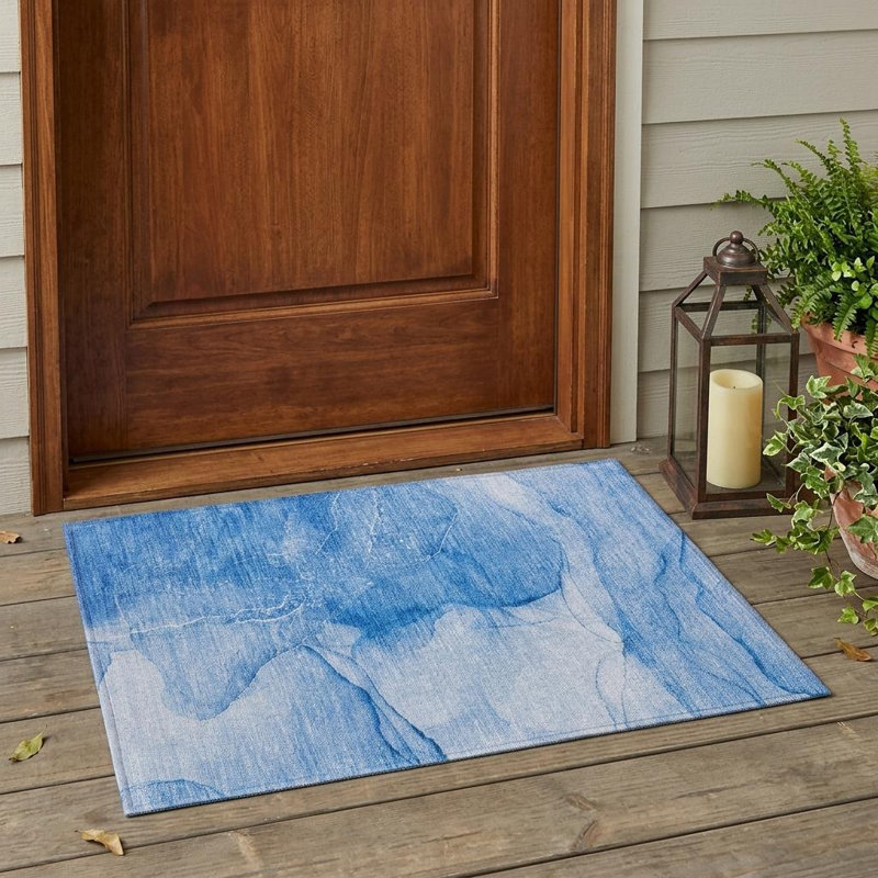 Tapis extérieur lavable antidérapant bleu 2 pi x 3 pi