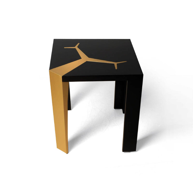 Allanna End Table, Black/Gold