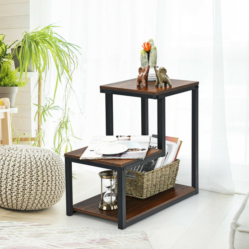 Table de bout avec rangement Armey C, Brun foncé