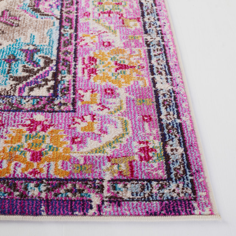 Tapis oriental Almyra, Rectangle 6 pi 7 po x 9 pi 2 po, Violet/Light Blue