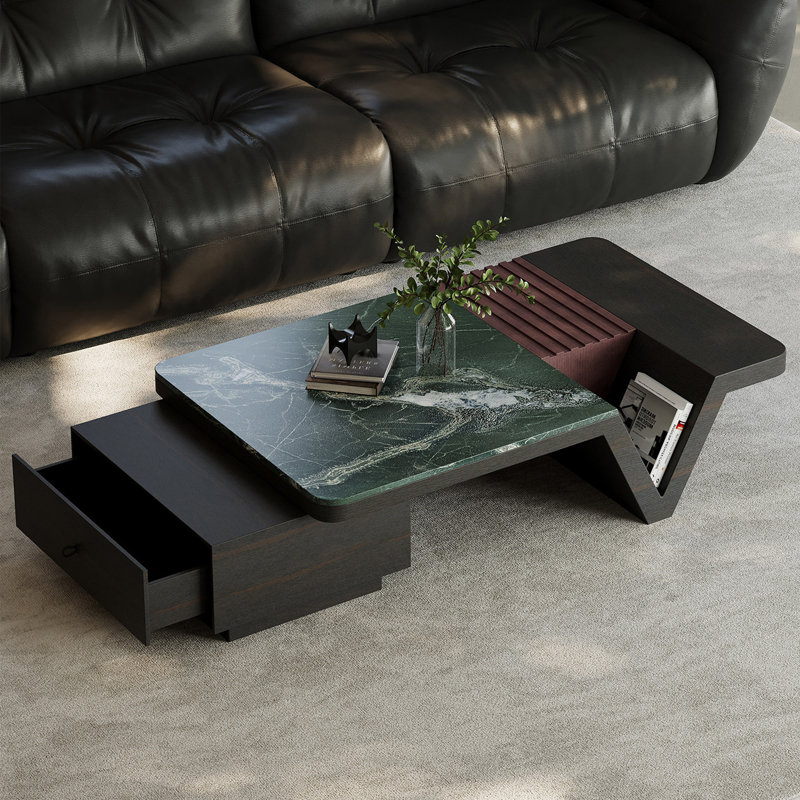 Table basse coulissante en marbre italien minimaliste