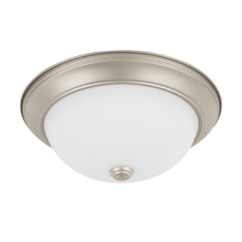 Brushed Nickel 11" Flush Mount Ceiling Light with Soft White Glass Bowl