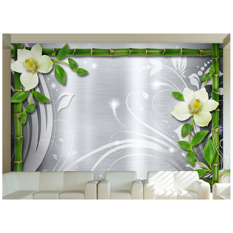 Bamboo and Two Orchids 2.80m x 400cm Wallpaper, 300 cm L x 231 cm W